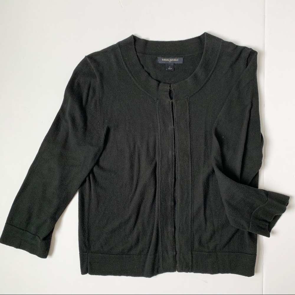 Banana Republic Black 3/4 Length Sleeve Cardigan
